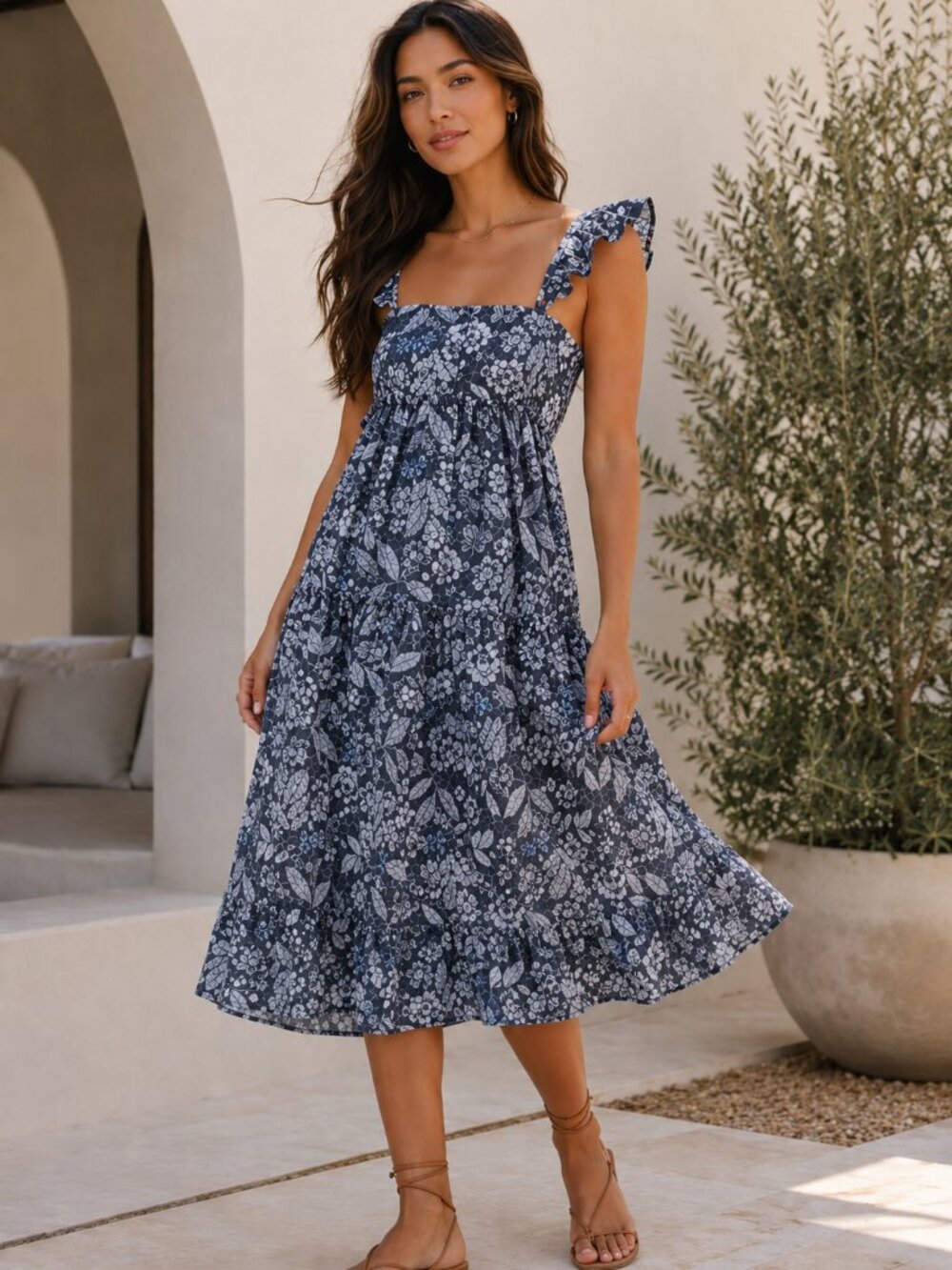 🌸 NWT Summersalt Floral Tiered Ruffle Midi Dress | Size Small 🌸